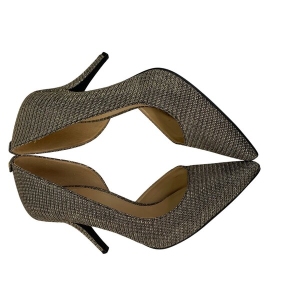 Michael Kors Metallic D'Orsay Heels Size 10M Knit Textile Sparkle 8762 Shoes - Picture 5 of 11